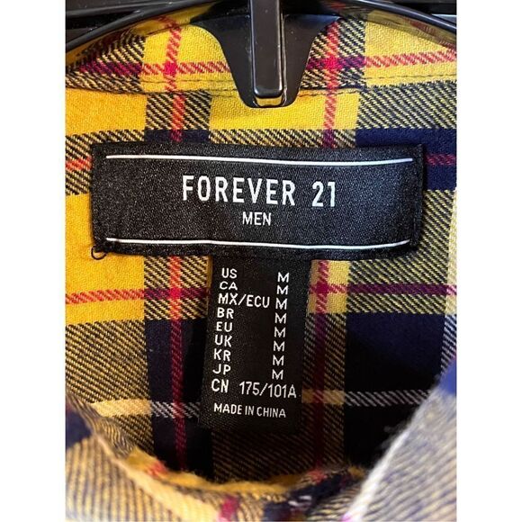 Forever 21 Flannel Shirt Men’s  Medium Plaid Long Sleeve Button Up (2568) - Picture 3 of 5